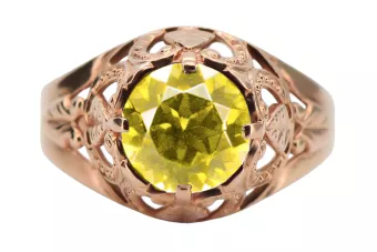 Péridot jaune Or rose 14 carats vintage d'origine Anneau Artisanat vintage vrc080r